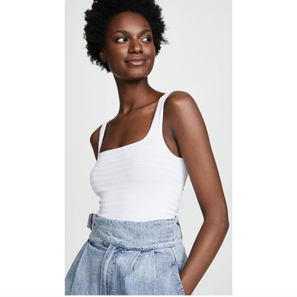 Free People XS/S Square One Seamless Cami Tank Top White NEW